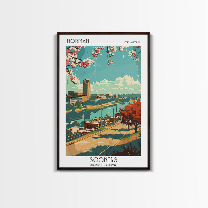 Norman Travel Poster, Framed Canvas Print, City Travel Poster, Travel Wall Art, Travel Prints, City Wall Art, Travel Print, Wall Art