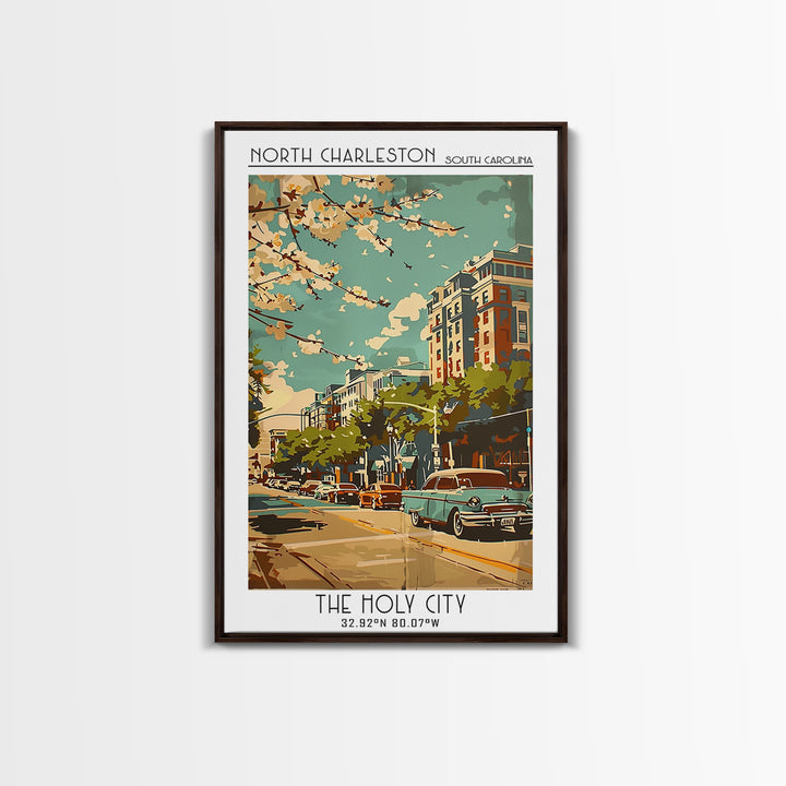 North Charleston Travel Poster, Framed Canvas Print, City Travel Poster, Travel Wall Decor, Poster Art, Poster Print, City Art Print