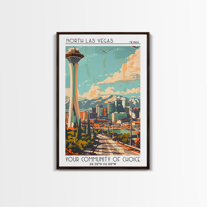 North Las Vegas Travel Poster, Canvas Print, Travel Wall Art, City Wall Art, Living Room Wall Art, City Art Print, Colorful Wall Art