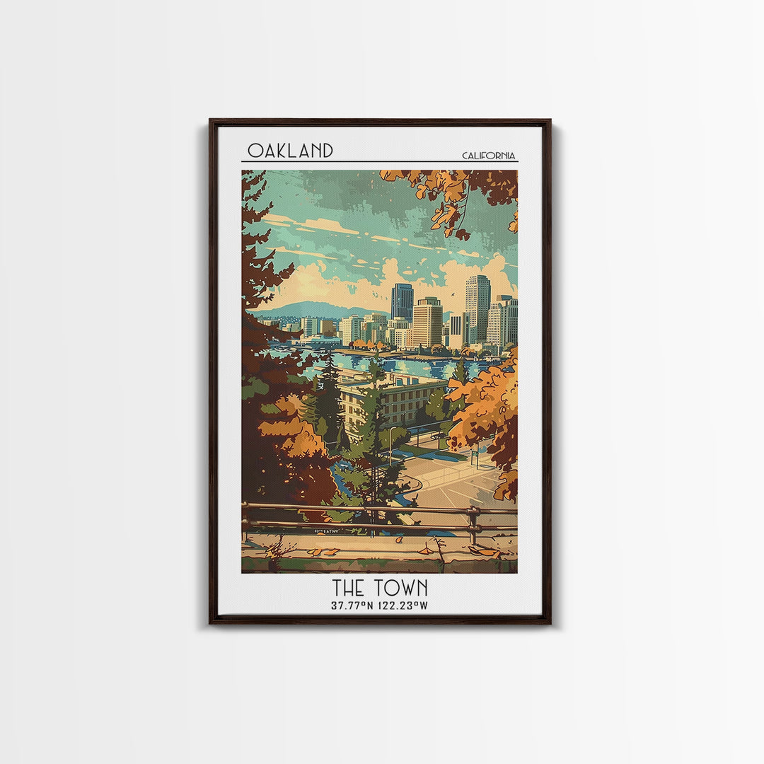 Oakland Travel Poster, Framed Canvas Print, Retro Wall Art, Travel Print, Wall Art, Fine Art Print, Retro Travel Print, Travel Decor