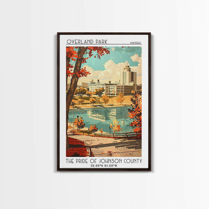 Overland Park Kansas Travel Poster, Framed Canvas Print, City Travel Poster, Travel Wall Art, City Illustration, Art Print, Wall Art