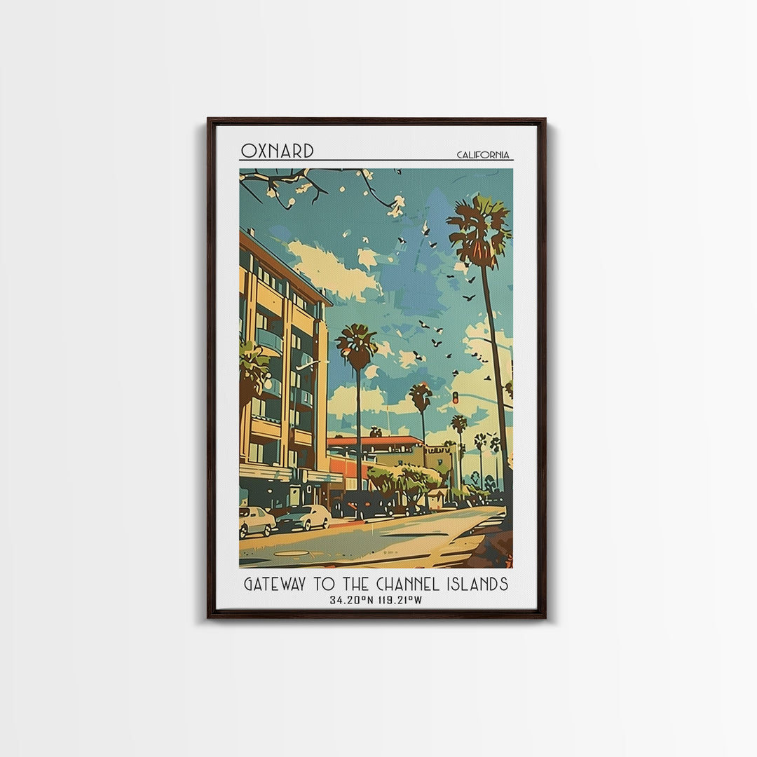 Oxnard California Travel Poster, Framed Canvas Print, Vintage Travel Print, City Wall Art, Art Print, Fine Art Print, Vintage Travel