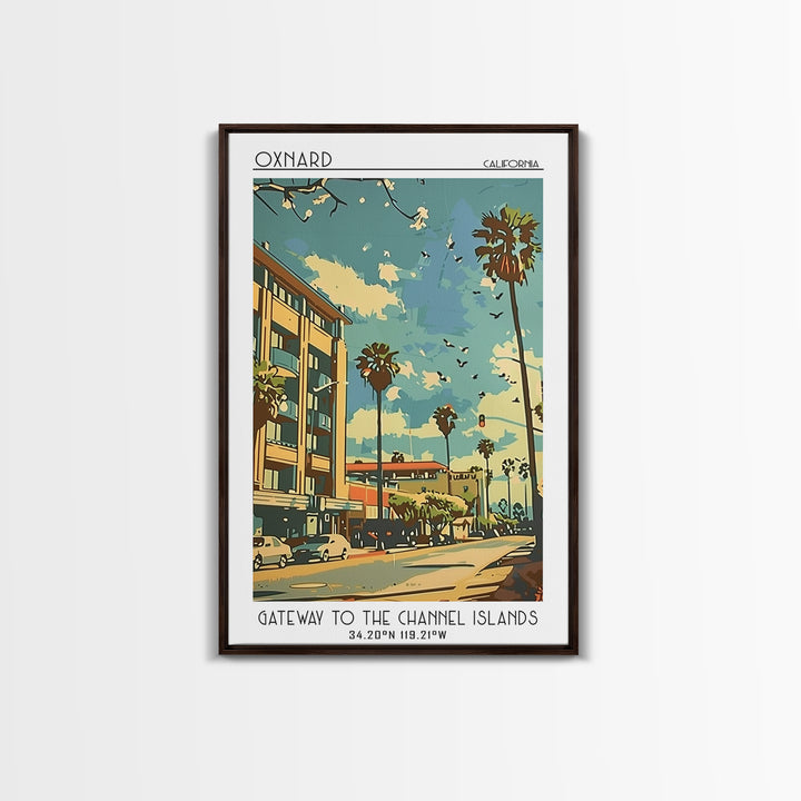 Oxnard California Travel Poster, Framed Canvas Print, Vintage Travel Print, City Wall Art, Art Print, Fine Art Print, Vintage Travel