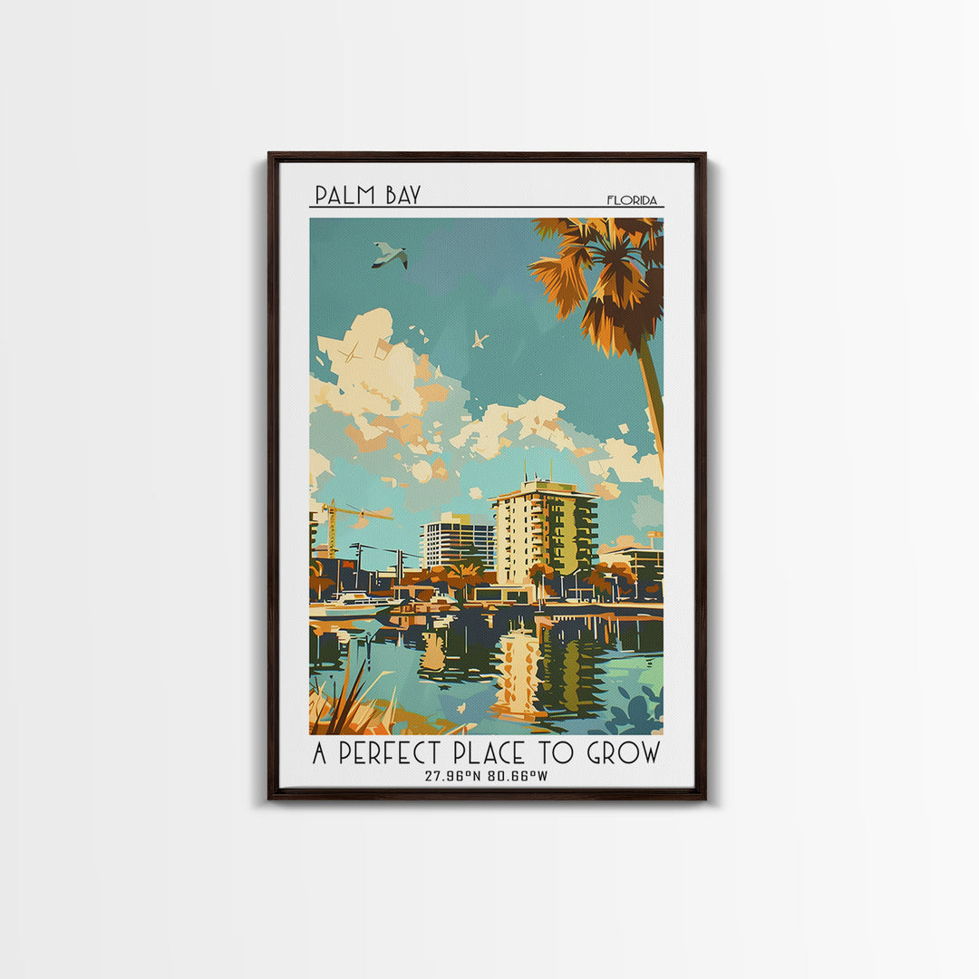 Palm Bay Florida Travel Poster, Canvas Print, Retro Wall Art, Travel Print, Vintage City Poster, Vintage Travel Print, City Wall Art