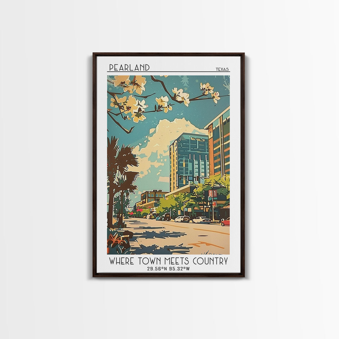 Pearland Travel Poster, Framed Canvas Print, Poster Print, Travel Wall Art, Vintage Posters, Vintage Travel Print, City Illustration
