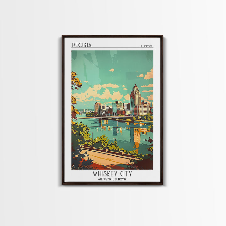 Peoria Illinois Travel Poster, Canvas Print, Vintage Travel Print, City Wall Art, Retro Travel Poster, City Art Print, Travel Prints
