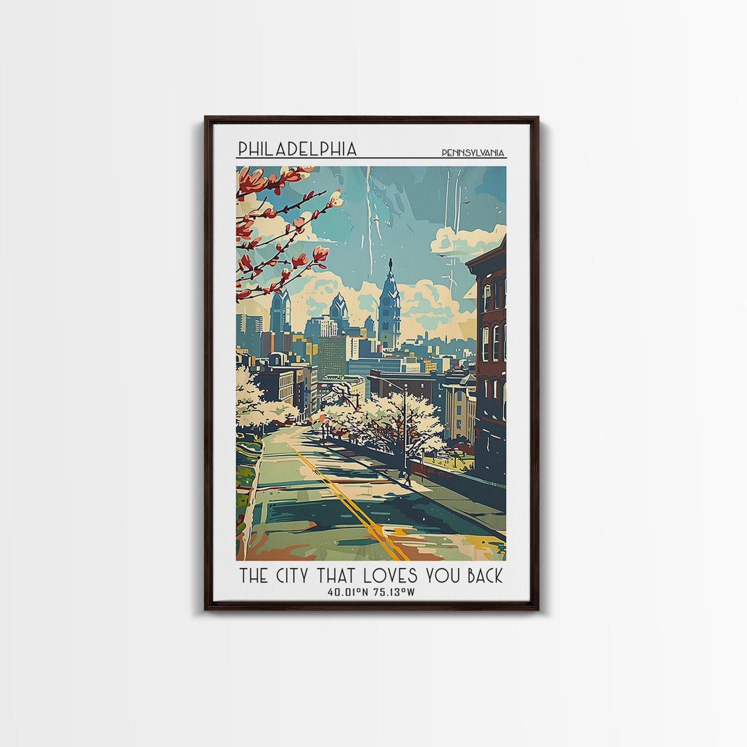 Philadelphia Travel Poster, Canvas Print, City Travel Poster, Vintage City Poster, Travel Prints, Mid Century Wall Art, Poster Print