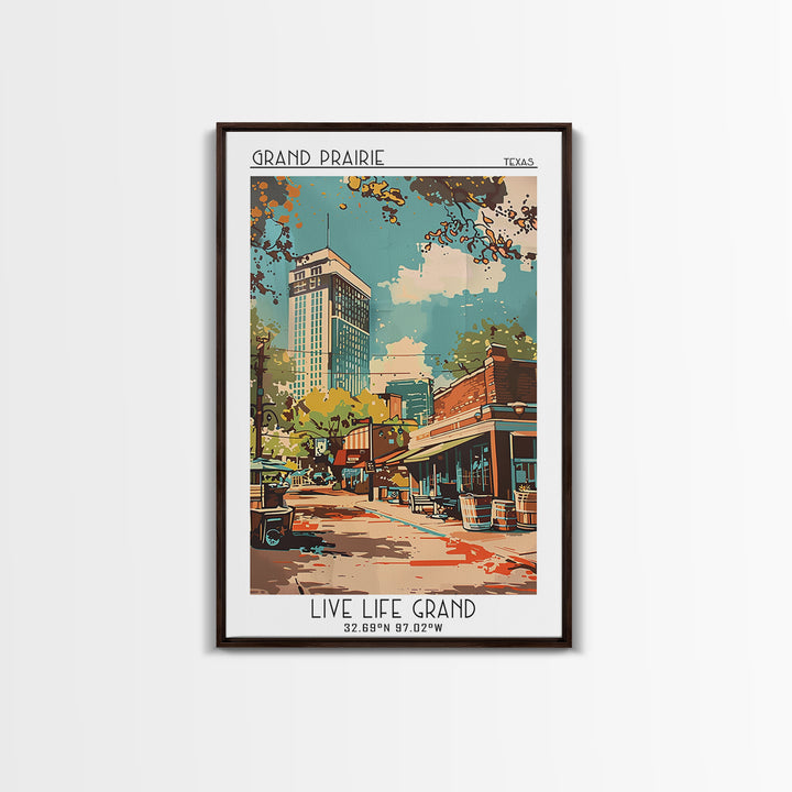 Grand Prairie Travel Poster, Canvas Print, Retro Travel Poster, City Wall Art, Poster Art, Travel Prints, Home Decor, City Art Print