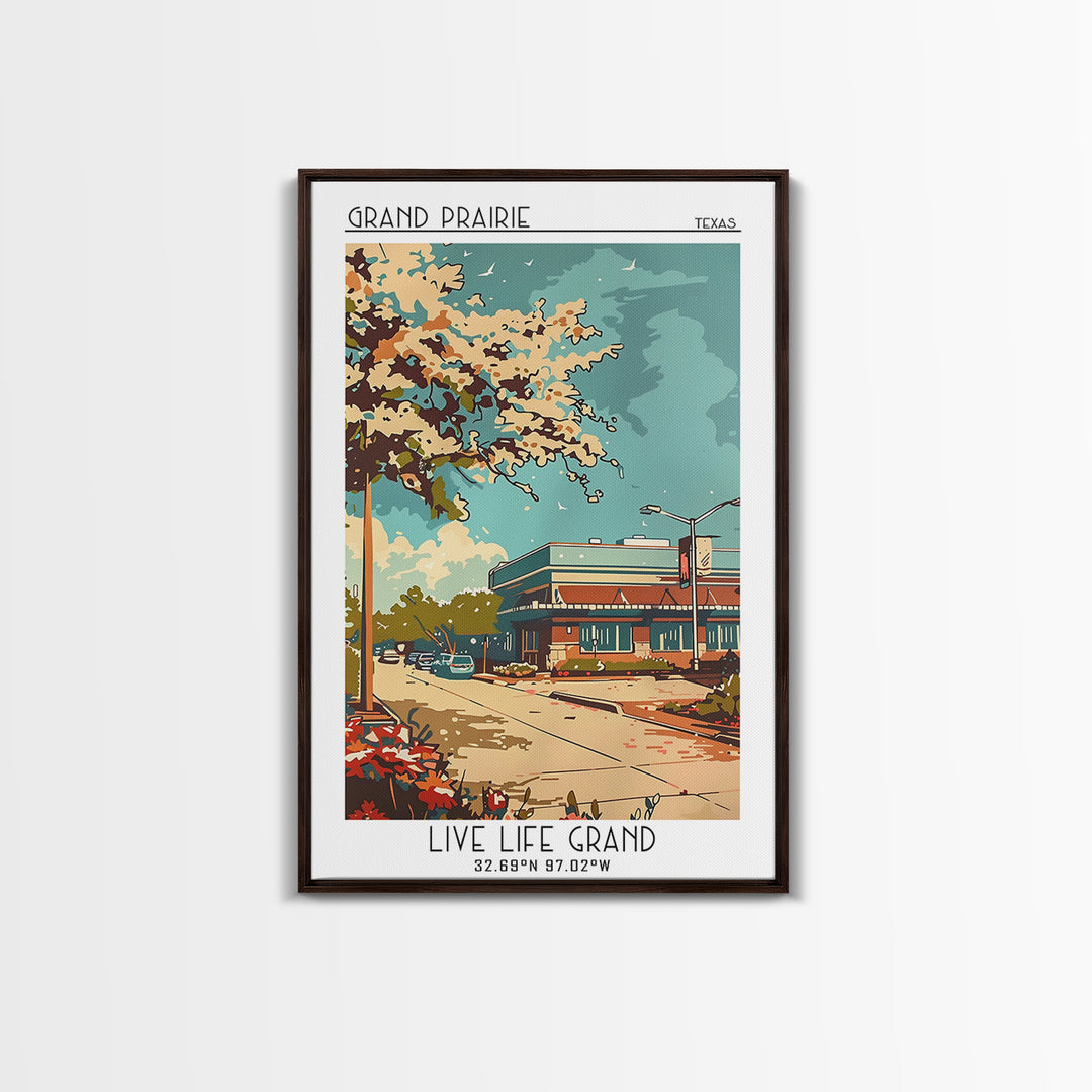 Grand Prairie Texas Travel Poster, Canvas Print, Travel Wall Decor, Minimalist Poster, Retro Travel Poster, City Art Print, Wall Art