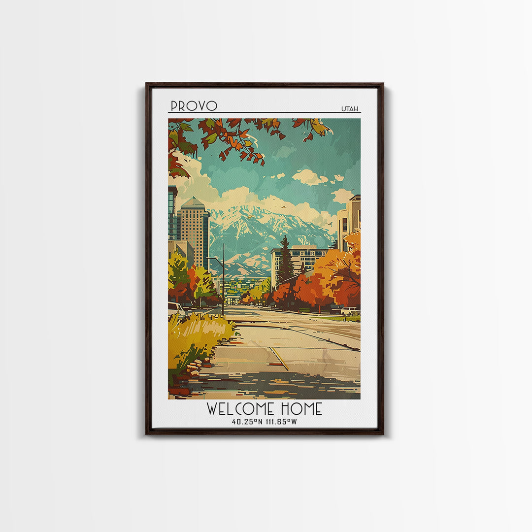 Provo Utah Travel Poster, Framed Canvas Print, City Travel Poster, Vintage City Poster, Retro Travel Print, Poster Art, Travel Print