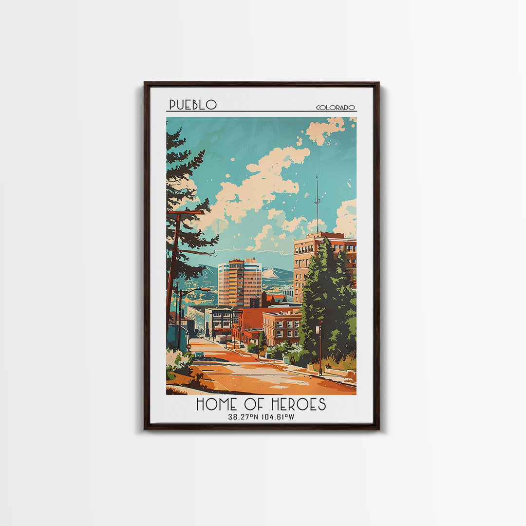 Pueblo Travel Poster, Canvas Print, City Travel Poster, Travel Wall Decor, Travel Posters, Landscape Art, Wanderlust Gift, Art Print