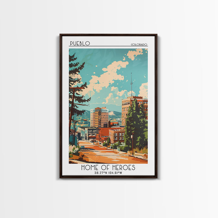 Pueblo Travel Poster, Canvas Print, City Travel Poster, Travel Wall Decor, Travel Posters, Landscape Art, Wanderlust Gift, Art Print