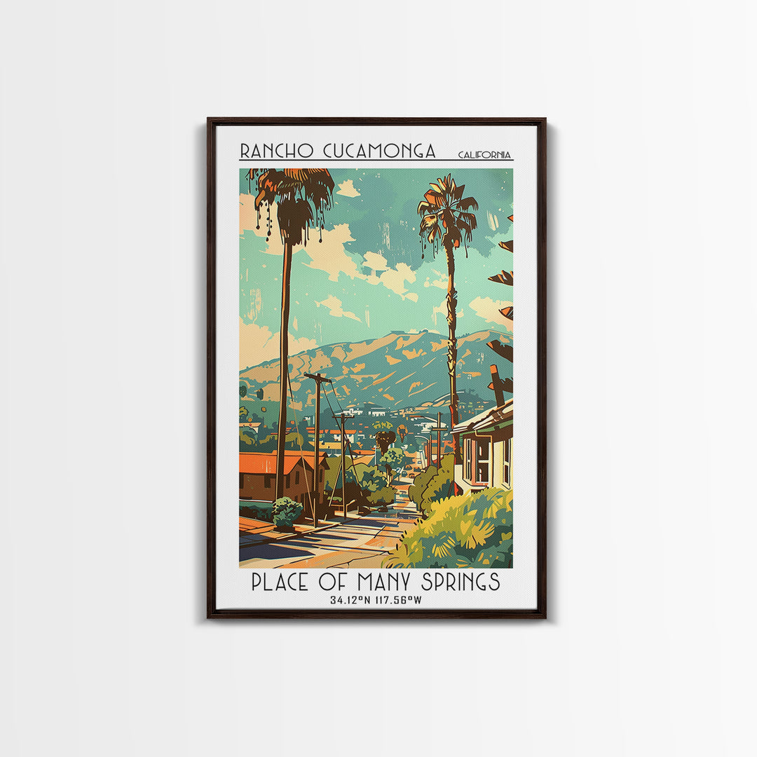 Rancho Cucamonga California Travel Poster, Framed Canvas Print, City Travel Poster, Vintage City Poster, Travel Prints, Travel Print