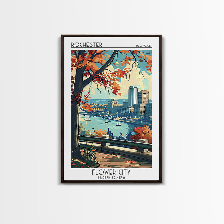 Rochester New York Travel Poster, Canvas Print, Vintage Travel Print, City Wall Art, Vintage Posters, Travel Art Print, Travel Print