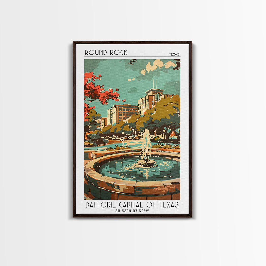 Round Rock Texas Travel Poster, Canvas Print, Travel Art Print, Modern Wall Decor, Travel Print, Retro Travel Poster, Retro Wall Art