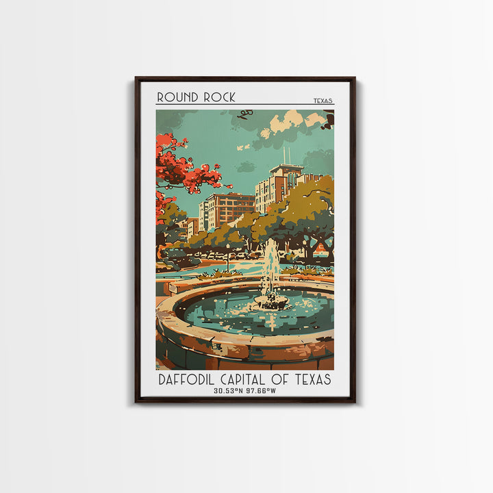 Round Rock Texas Travel Poster, Canvas Print, Travel Art Print, Modern Wall Decor, Travel Print, Retro Travel Poster, Retro Wall Art