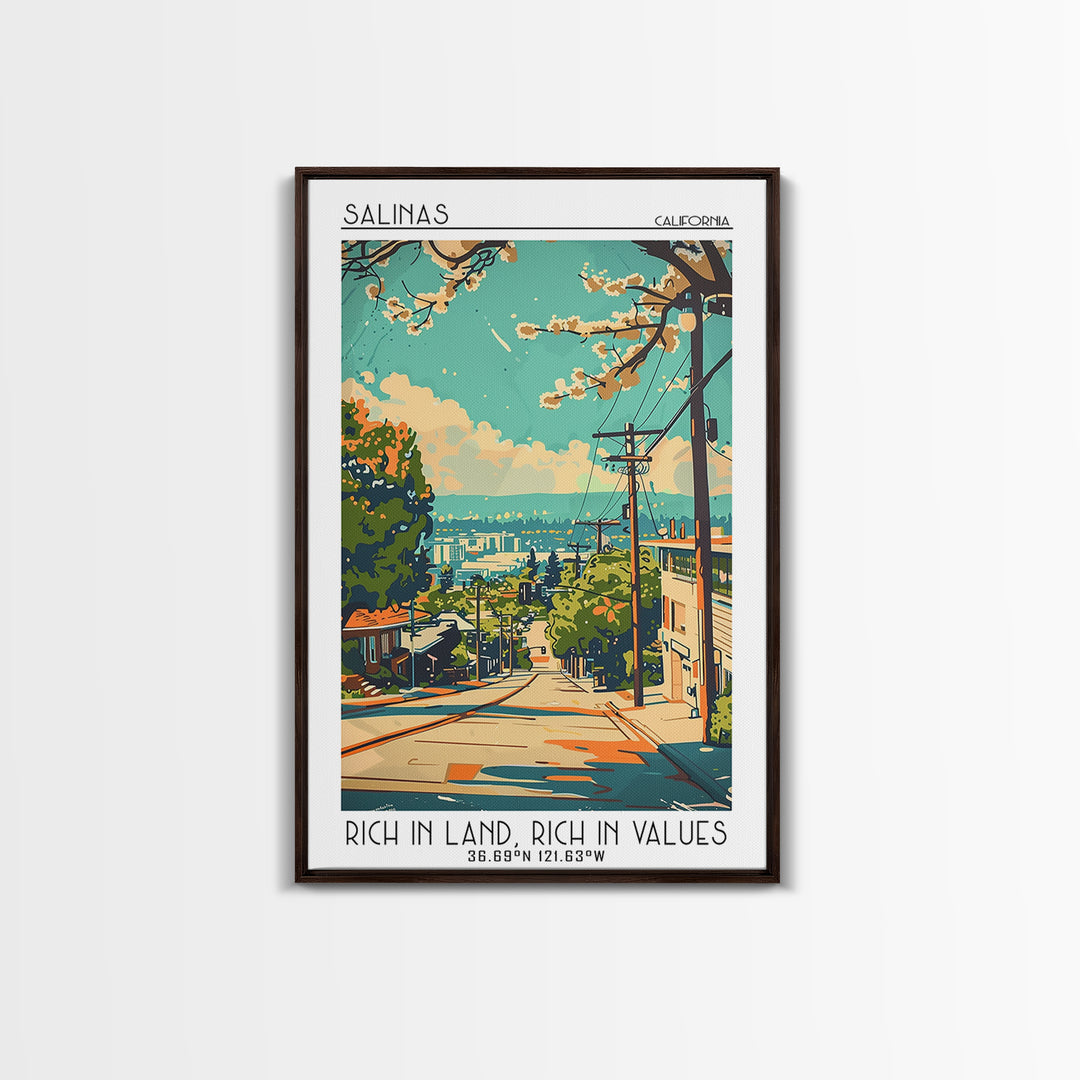Salinas California Travel Poster, Canvas Print, Travel Prints, Landscape Art, Retro Travel Poster, Wanderlust Gift, Gallery Wall Set
