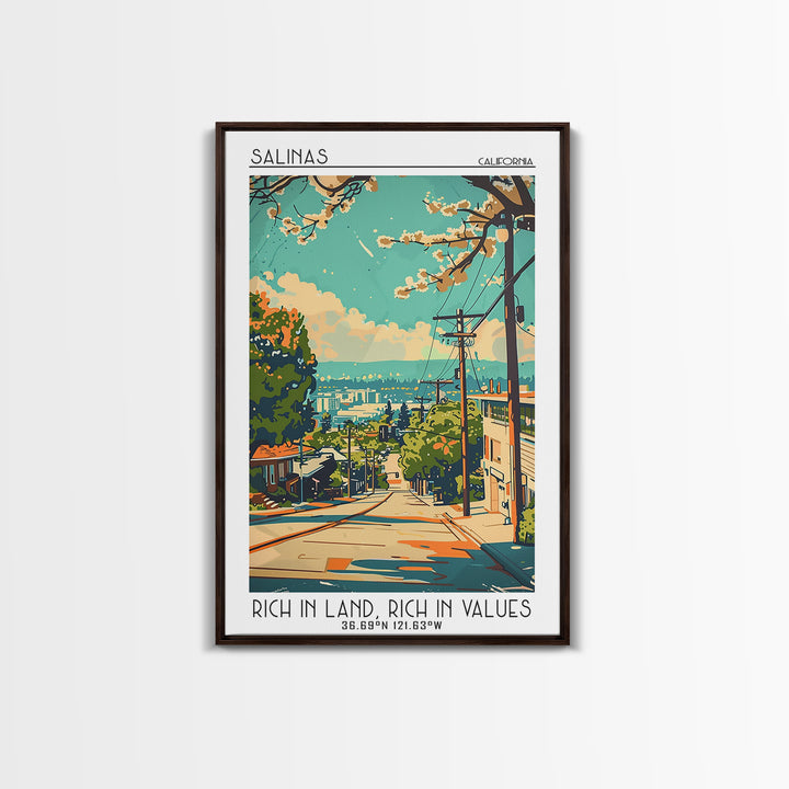 Salinas California Travel Poster, Canvas Print, Travel Prints, Landscape Art, Retro Travel Poster, Wanderlust Gift, Gallery Wall Set