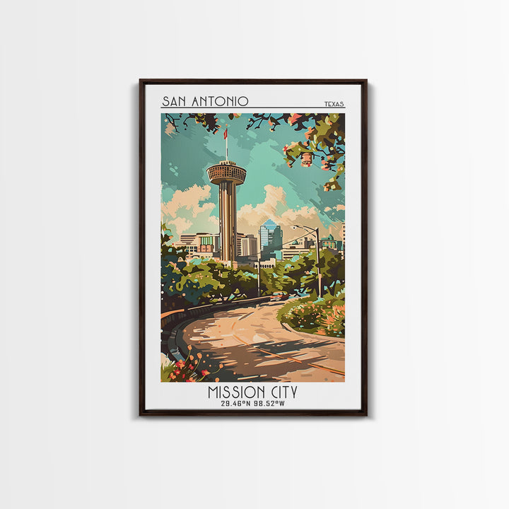 San Antonio Texas Travel Poster, Canvas Print, Retro Wall Art, Travel Print, Retro Travel Poster, Vintage Travel, City Travel Poster