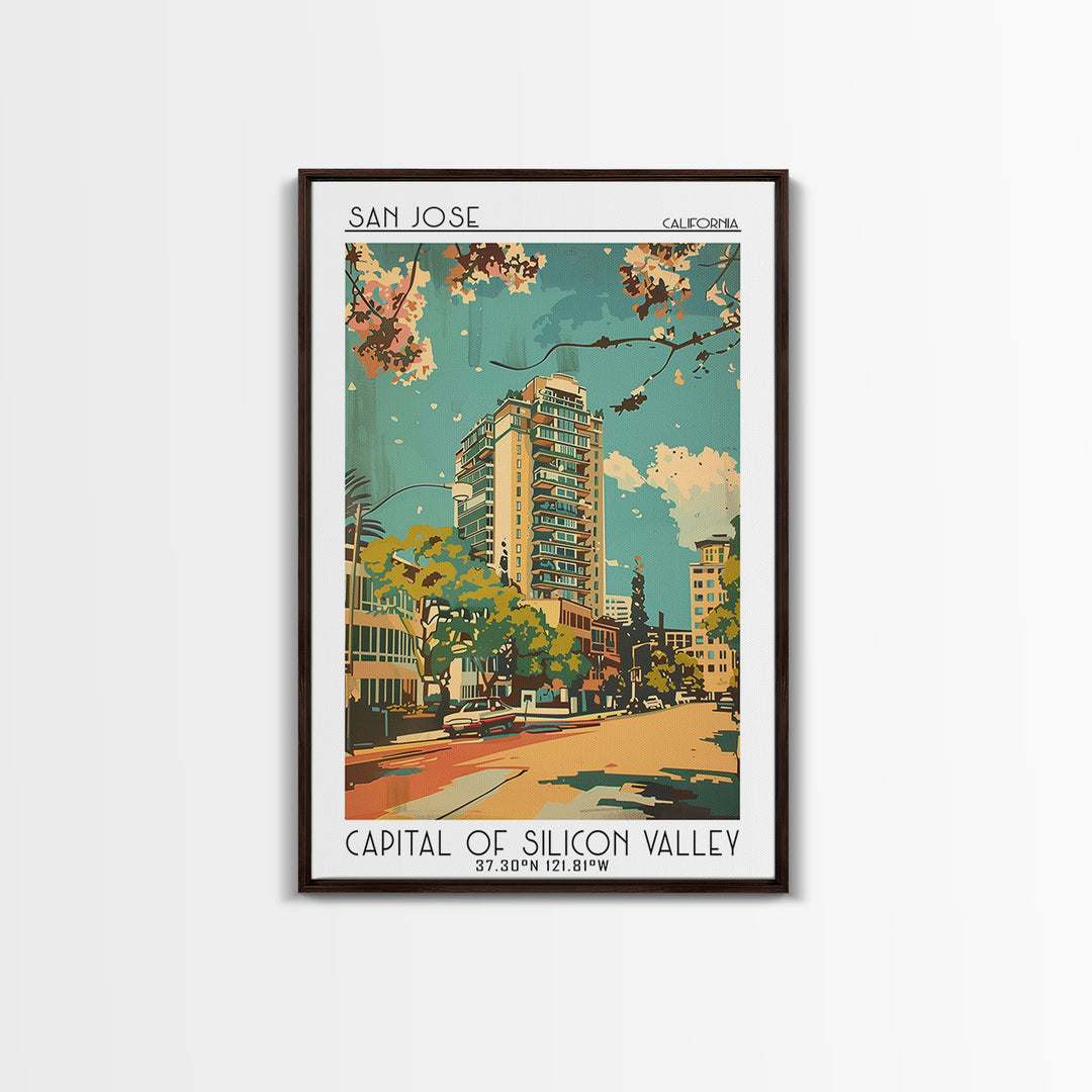 San Jose Travel Poster, Canvas Print, Travel Prints, Landscape Art, Travel Posters, Retro Wall Art, Retro Travel Print, Travel Decor