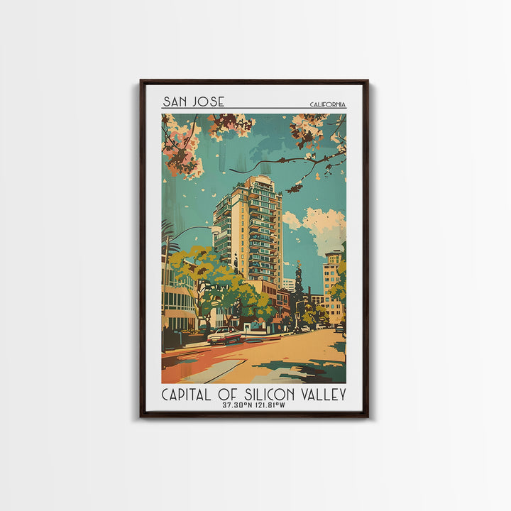 San Jose Travel Poster, Canvas Print, Travel Prints, Landscape Art, Travel Posters, Retro Wall Art, Retro Travel Print, Travel Decor