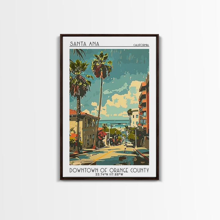 Santa Ana Travel Poster, Framed Canvas Print, Travel Wall Art, City Wall Art, Travel Prints, Home Office Decor, Watercolor Cityscape
