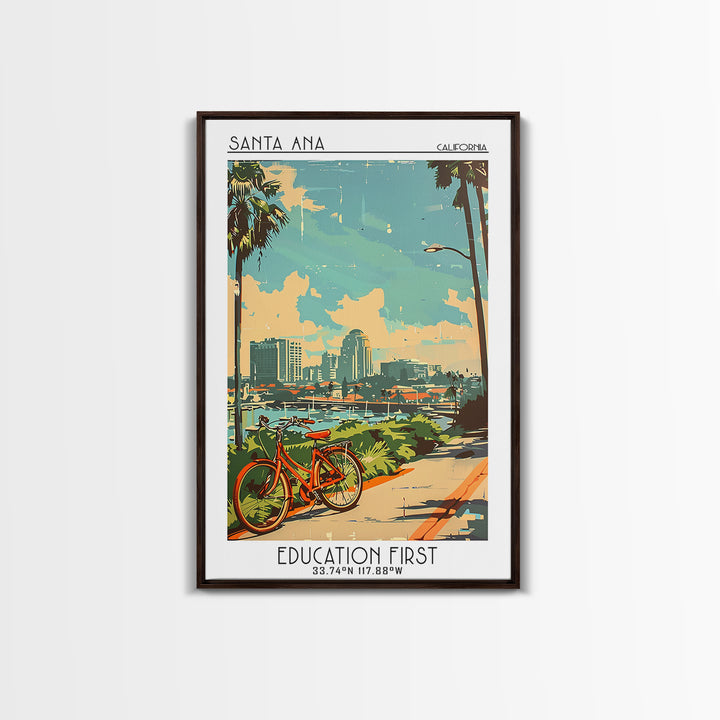 Santa Ana California Travel Poster, Framed Canvas Print, City Travel Poster, Travel Wall Decor, Minimalist Poster, City Illustration