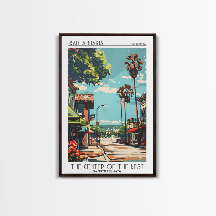Santa Maria Travel Poster, Framed Canvas Print, Retro Wall Art, Travel Print, Vintage Travel Print, Mid Century Wall Art, Poster Art