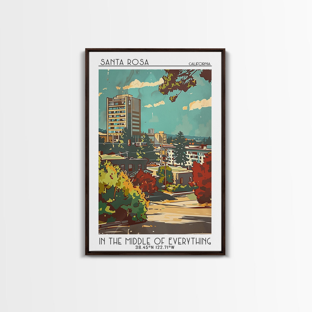 Santa Rosa Travel Poster, Canvas Print, Travel Wall Decor, Minimalist Poster, Poster Art, Travel Prints, Wall Art, City Illustration
