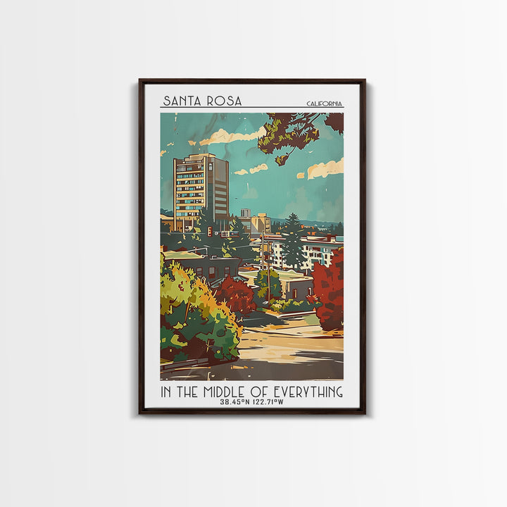 Santa Rosa Travel Poster, Canvas Print, Travel Wall Decor, Minimalist Poster, Poster Art, Travel Prints, Wall Art, City Illustration
