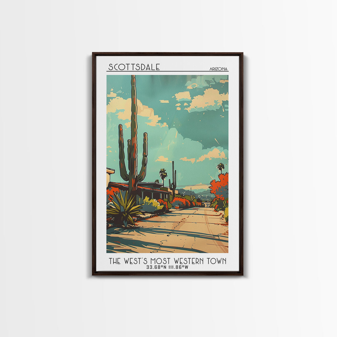 Scottsdale Arizona Travel Poster, Canvas Print, City Travel Poster, Travel Wall Decor, Retro Travel Print, Art Print, Retro Wall Art