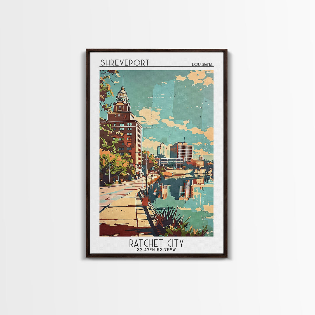 Shreveport Travel Poster, Framed Canvas Print, City Travel Poster, Vintage City Poster, Vintage Poster, Vintage Travel, Travel Print