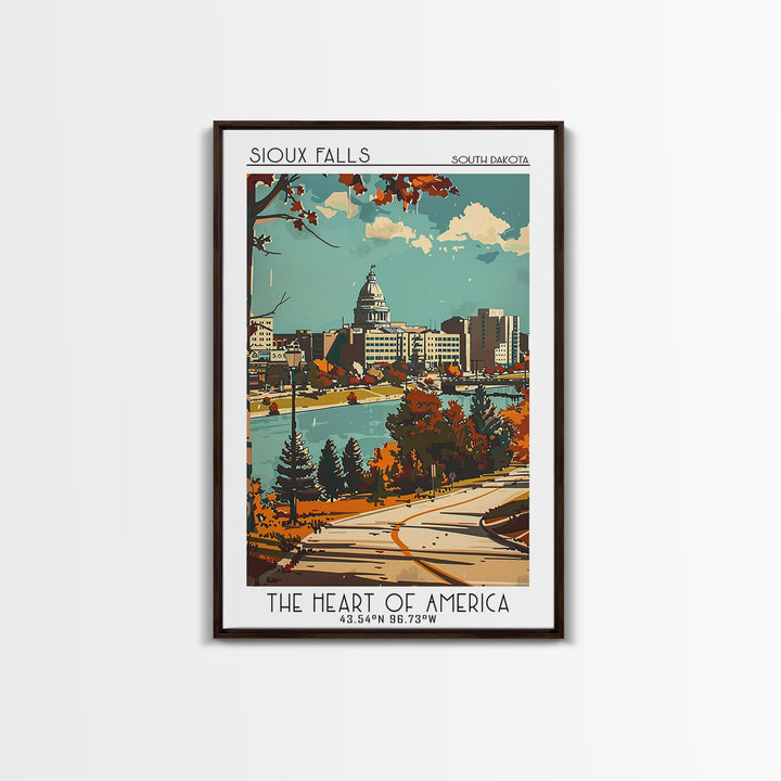 Sioux Falls South Dakota Travel Poster, Canvas Print, City Travel Poster, Travel Wall Decor, Retro Travel Print, Retro Travel Poster