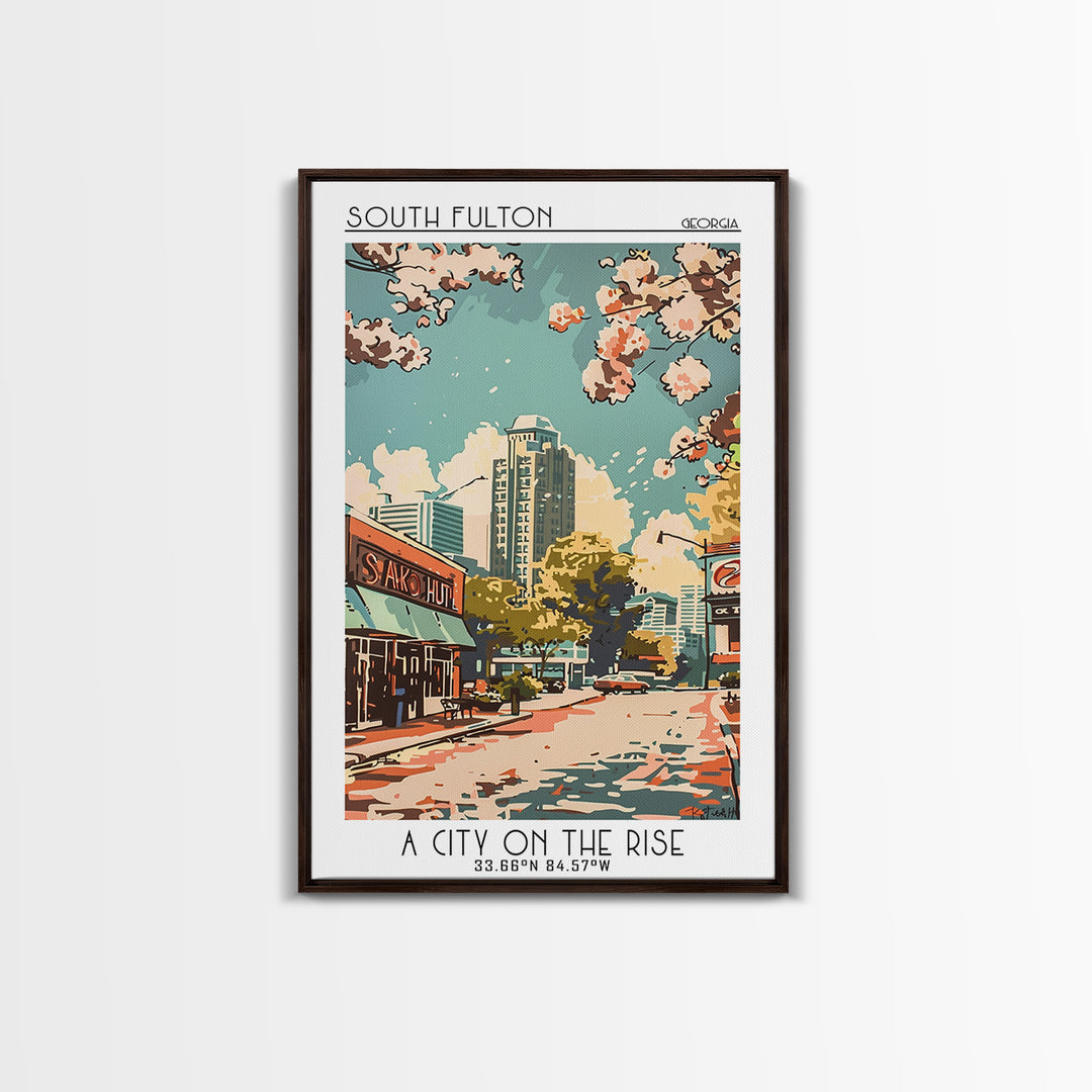 South Fulton Travel Poster, Framed Canvas Print, Vintage Travel Print, City Wall Art, Poster Print, Mid Century Wall Art, Poster Art