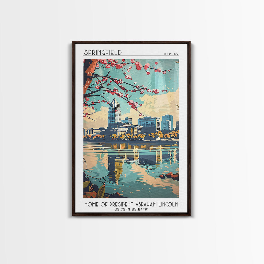Springfield Travel Poster, Framed Canvas Print, City Travel Poster, Travel Wall Decor, Travel Prints, Travel Decor, Gallery Wall Set