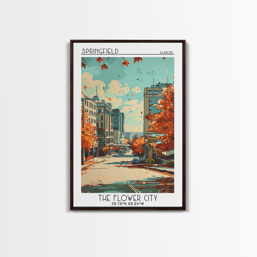 Springfield Illinois Travel Poster, Canvas Print, Vintage Travel Print, City Wall Art, Living Room Wall Art, Wall Art, Travel Prints