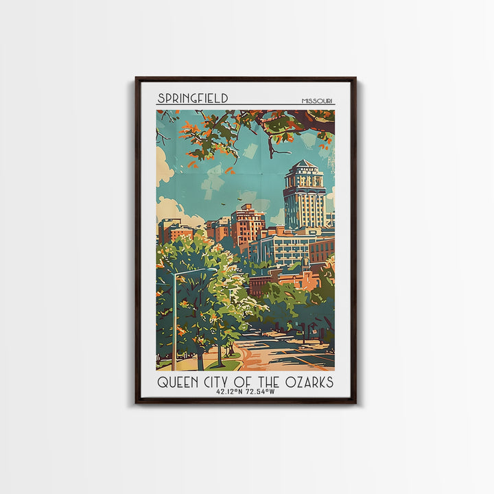 Springfield Missouri Travel Poster, Canvas Print, City Art Print, Travel Wall Art, Wall Art, Travel Wall Decor, Living Room Wall Art