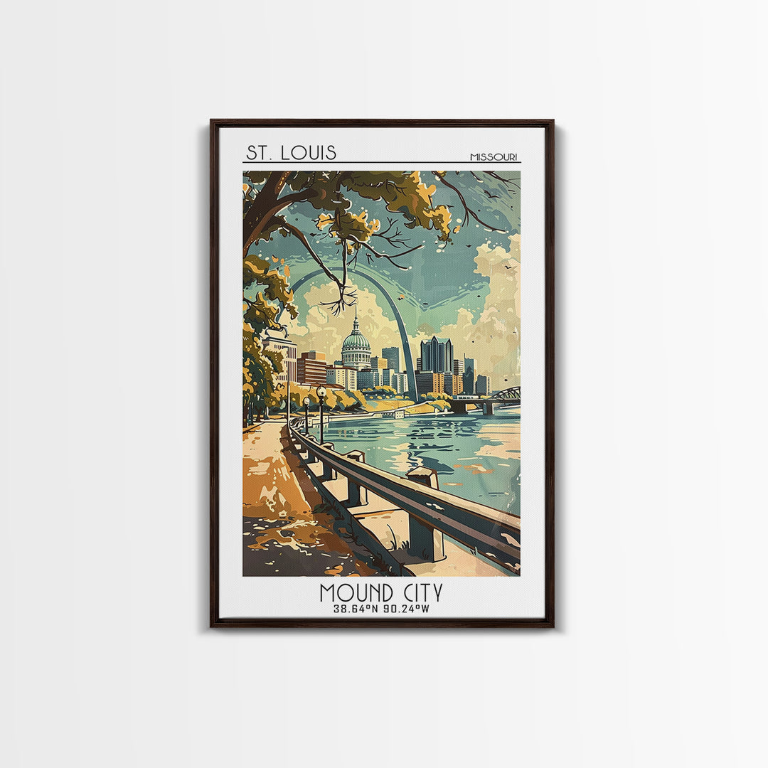 St Louis Travel Poster, Framed Canvas Print, Vintage Travel Print, City Wall Art, Vintage City Poster, Travel Prints, Vintage Travel