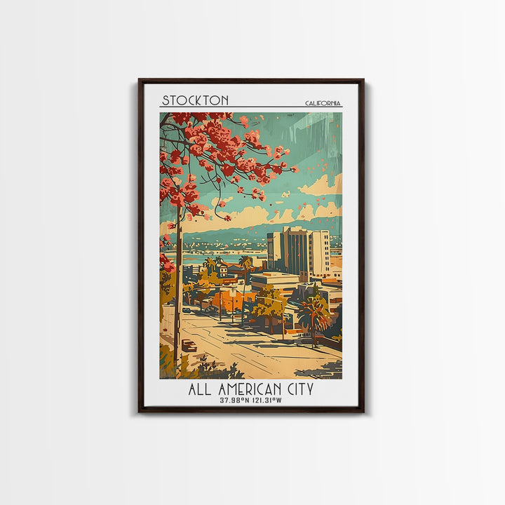 Stockton Travel Poster, Framed Canvas Print, City Travel Poster, Travel Wall Art, Wall Art, Travel Decor, Poster Art, Travel Posters
