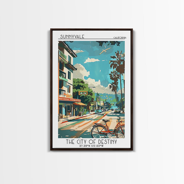 Sunnyvale California Travel Poster, Canvas Print, Retro Travel Poster, City Wall Art, Travel Posters, Retro Wall Art, City Art Print