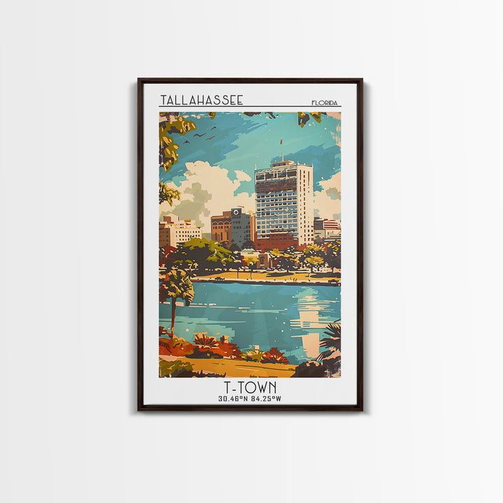 Tallahassee Florida Travel Poster, Framed Canvas Print, Travel Art Print, Modern Wall Decor, City Travel Poster, Retro Travel Poster