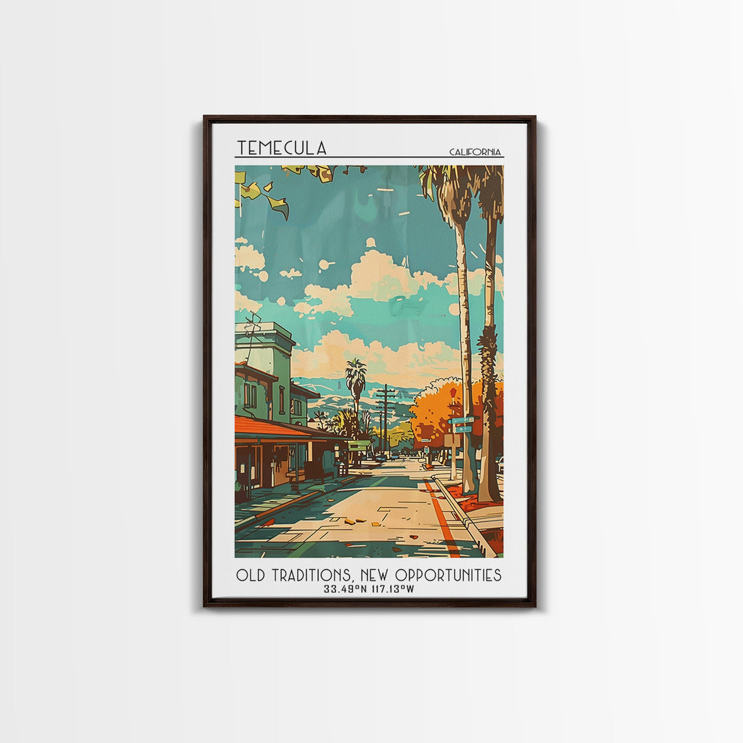 Temecula Travel Poster, Framed Canvas Print, City Art Print, Travel Wall Art, Travel Decor, Wanderlust Gift, Travel Print, Art Print
