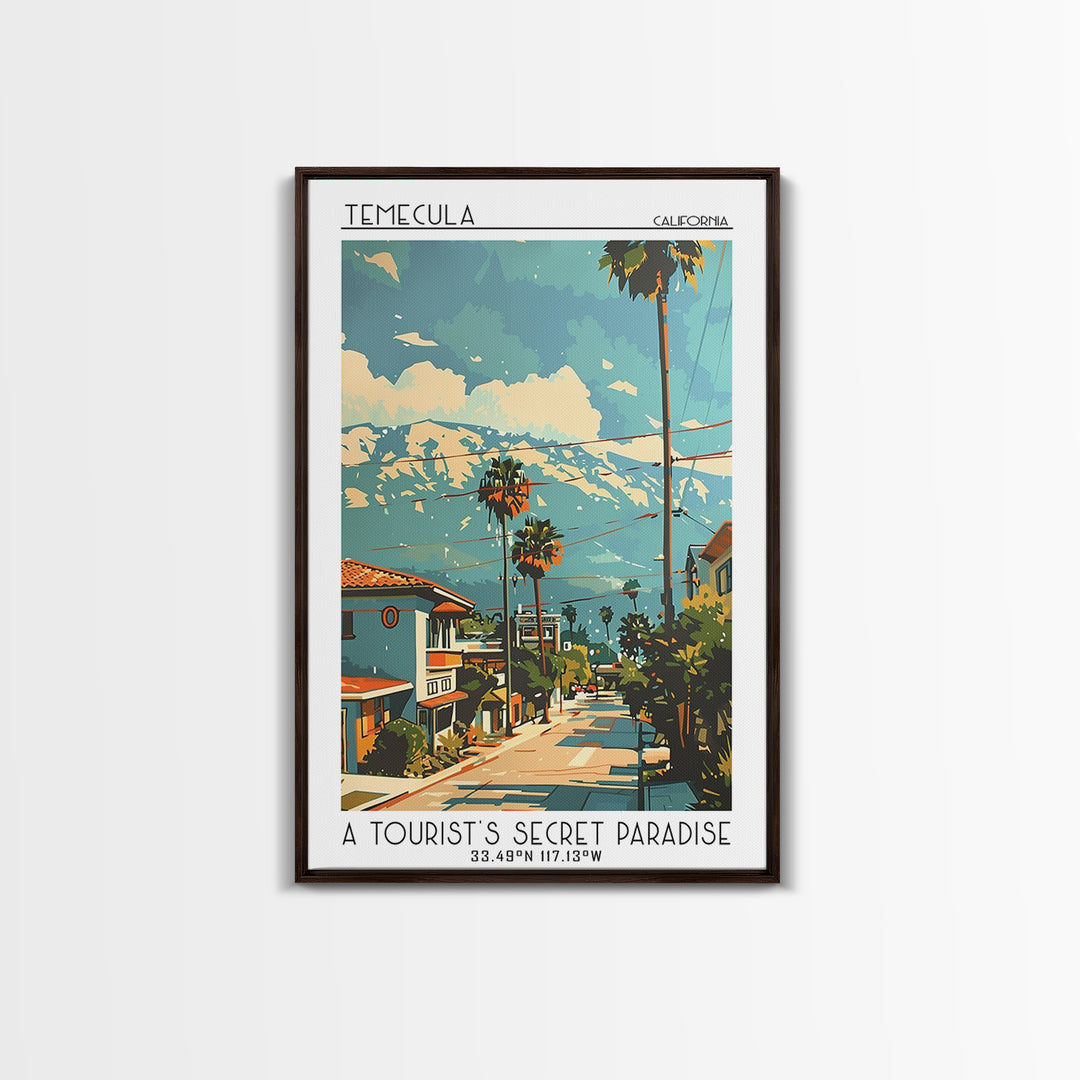 Temecula California Travel Poster, Canvas Print, Retro Wall Art, Travel Print, Travel Posters, Modern Wall Decor, City Travel Poster