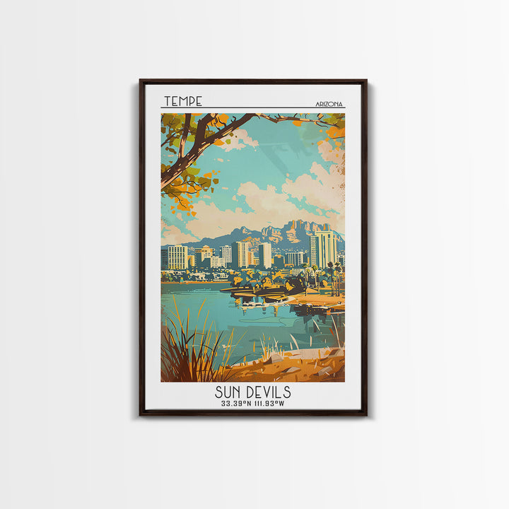 Tempe Arizona Travel Poster, Canvas Print, City Travel Poster, Travel Wall Art, Minimalist Poster, Colorful Wall Art, Travel Posters