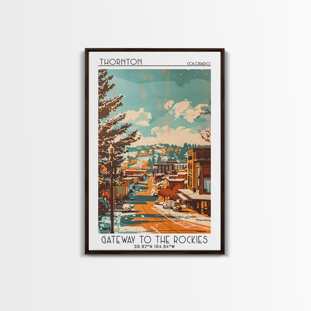 Thornton Travel Poster, Framed Canvas Print, City Art Print, Travel Wall Art, Travel Prints, City Illustration, Living Room Wall Art