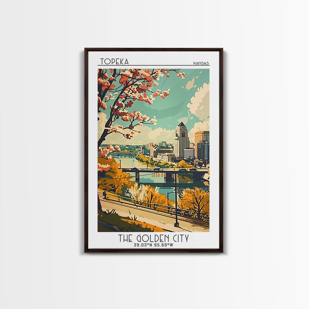 Topeka Travel Poster, Canvas Print, City Travel Poster, Travel Wall Decor, Retro Travel Poster, Fine Art Print, Living Room Wall Art