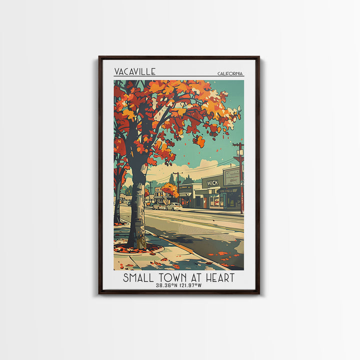 Vacaville Travel Poster, Framed Canvas Print, City Travel Poster, Travel Wall Art, City Illustration, Living Room Wall Art, Wall Art