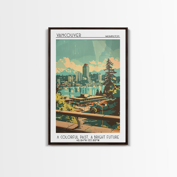Vancouver Washington Travel Poster, Canvas Print, Travel Wall Art, City Wall Art, Watercolor Cityscape, Poster Print, City Art Print