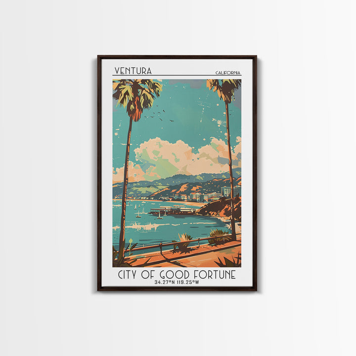 Ventura Travel Poster, Framed Canvas Print, Travel Wall Decor, Minimalist Poster, Poster Print, Travel Wall Art, Retro Travel Poster
