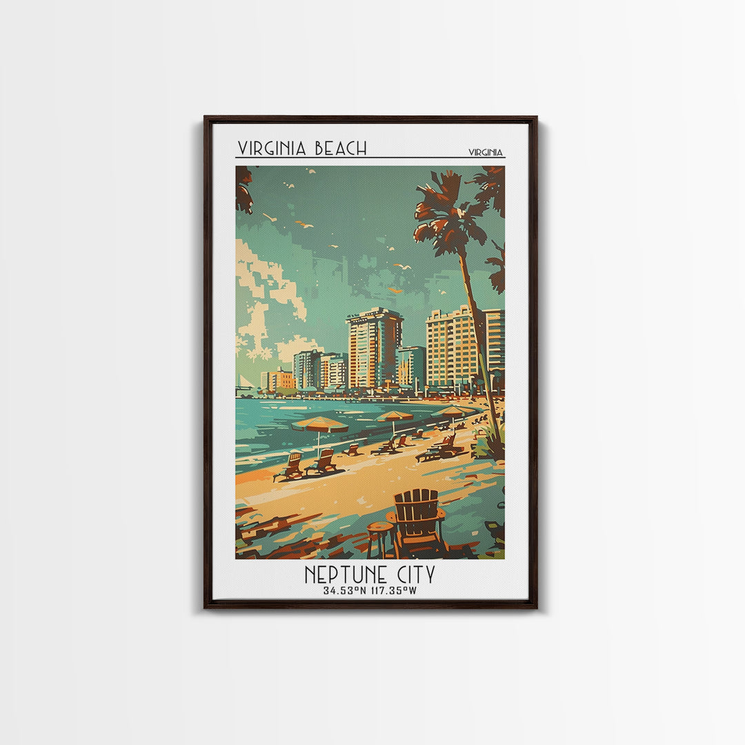 Virginia Beach Virginia Travel Poster, Canvas Print, City Art Print, Travel Wall Art, Vintage Travel Art, Travel Print, Poster Print
